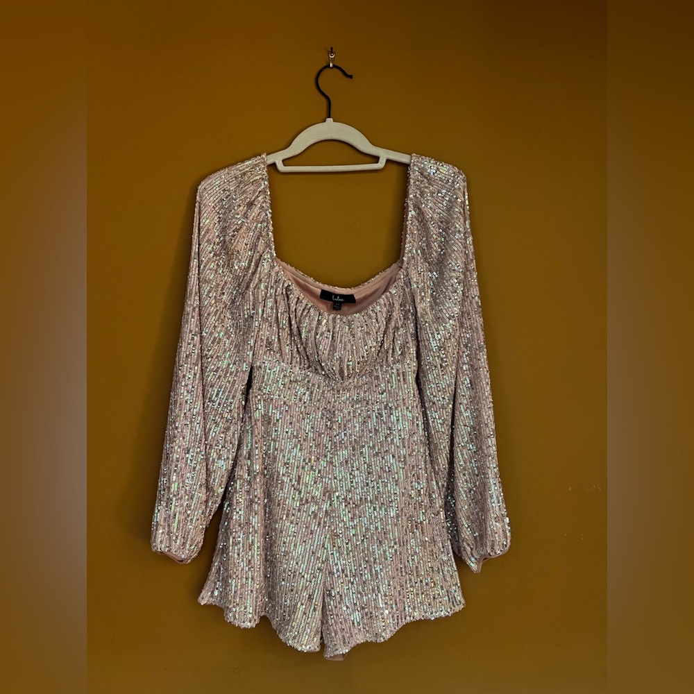lulu’s pink glitter romper